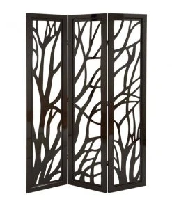 Grayson Lane 3-Panel Black Wood Folding Eclectic Style Room Divider