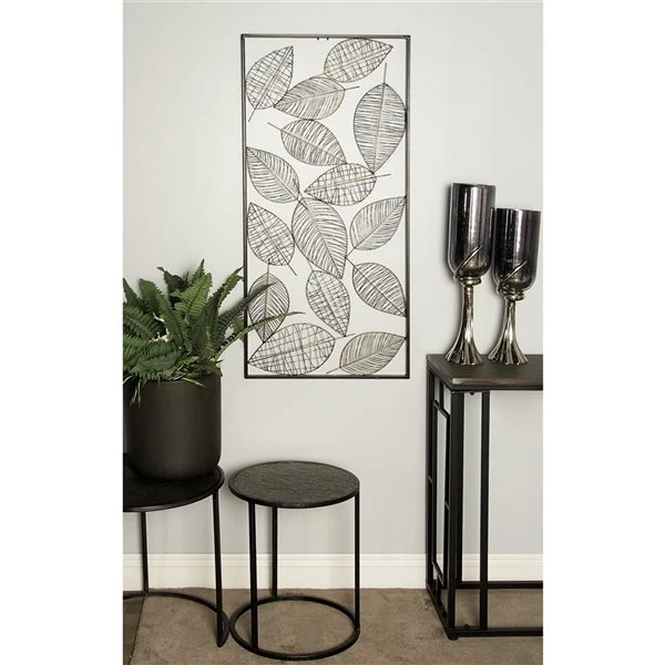 Grayson Lane 22-in H x 46-in W Black Metal Contemporary Floral and Botanical Wall Accent 2 Grayson Lane 22-in H x 46-in W Black Metal Contemporary Floral and Botanical Wall Accent - Image 2