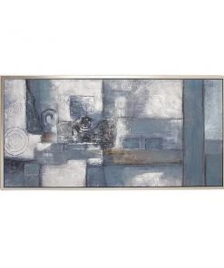 Grayson Lane Light Brown Wood Framed 28-in H x 55-in W Abstract Grey Canvas Painting