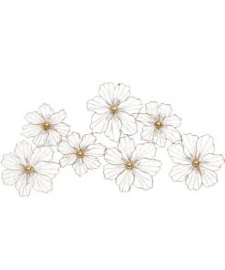 Grayson Lane 43-in x 21-in Gold MetalModern Floral Wall Decor