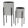 Grayson Lane 14-in x 23-in Grey Metal Planters - Set of 2
