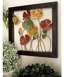 Grayson Lane 14-in x 14-in Multicoloured Metal Traditional Floral Wall Decor - Set of 4 -GRAYSON LANE shop 330940662 AlternateImage3 l