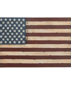 Grayson Lane 38-in x 26-in Red Metal Vintage American Flag Wall Decor