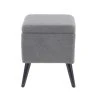 Grayson Lane Modern Grey Fur/Wood Square Integrated Storage Ottoman