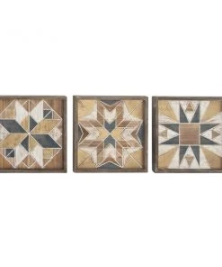 Grayson Lane 15-in x 15-in Brown Wooden Farmhouse Abstract Wall Decor - Set of 3