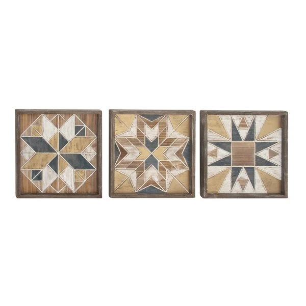 330940671_MainImage_001_l.jpg Grayson Lane 15-in x 15-in Brown Wooden Farmhouse Abstract Wall Decor - Set of 3 -GRAYSON LANE shop 330940671 MainImage 001 l