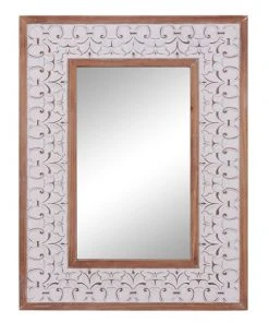 Grayson Lane 35.5-in x 27.5-in Rectangle White Farmhouse Framed Wall Mirror