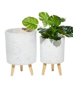 Grayson Lane 9.80-in x 15-in White Ceramic Planters - Set of 2