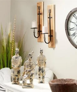 Grayson Lane 6-in x 24-in Brown Industrial Wall Mount Candle Holders - Set of 2 -GRAYSON LANE shop 330940681 AlternateImage2 l