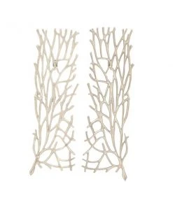 Grayson Lane 10-in x 34-in Silver Aluminum Modern Floral Wall Decor - Set of 2