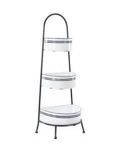 Grayson Lane 38-in x 15-in White 3-Tier Farmhouse Metal Display Shelving Unit