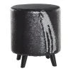 Grayson Lane Modern Black Polyester/Wood Round Ottoman