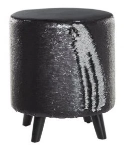 Grayson Lane Modern Black Polyester/Wood Round Ottoman