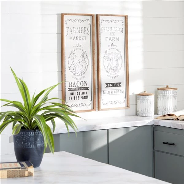 Grayson Lane 12-in x 31.5-in White Wooden Farmhouse Sign Wall Decor - Set of 2 2 Grayson Lane 12-in x 31.5-in White Wooden Farmhouse Sign Wall Decor - Set of 2 - Image 2
