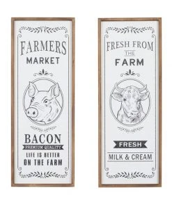 Grayson Lane 12-in x 31.5-in White Wooden Farmhouse Sign Wall Decor - Set of 2