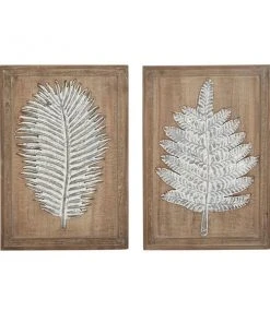 Grayson Lane 15-in x 20-in Brown Wooden Contemporary Floral Wall Decor - Set of 2