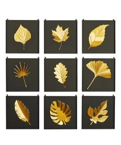 Grayson Lane 9 12-in x 13-in Gold Metal Contemporary Wall Decor - Set of 9
