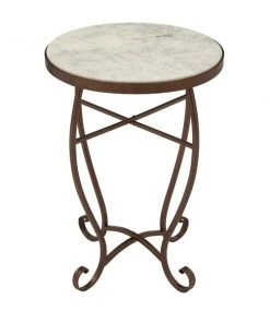 Grayson Lane 23-in x 16-in Cream Granite/Marble Round Accent Table