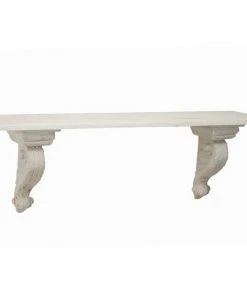 Grayson Lane 13-in x 40-in x 7-in White Wood Farmhouse Wall Shelf