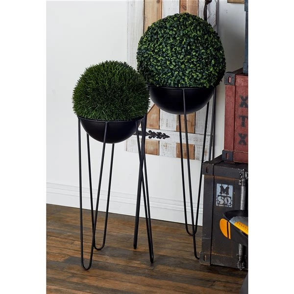 Grayson Lane 12-in x 28-in Black Metal Planters - Set of 2 2 Grayson Lane 12-in x 28-in Black Metal Planters - Set of 2 - Image 2