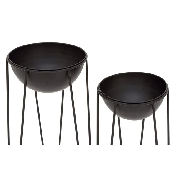 Grayson Lane 12-in x 28-in Black Metal Planters - Set of 2 3 Grayson Lane 12-in x 28-in Black Metal Planters - Set of 2 - Image 3