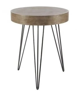 Grayson Lane 24-in x 20-in Brown Wood Round Accent Table