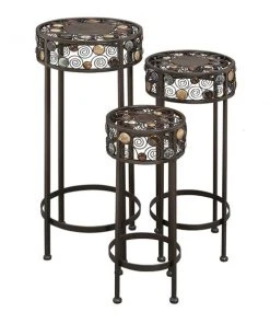 Grayson Lane 28-in Black Outdoor Round Cast Iron Plant Stands - Set of 3
