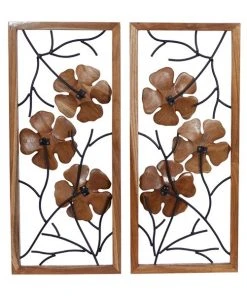 Grayson Lane 14-in x 32-in Rust Teak Wooden Contemporary Style Wall Decor - Set of 2 -GRAYSON LANE shop 330940753 AlternateImage7 l