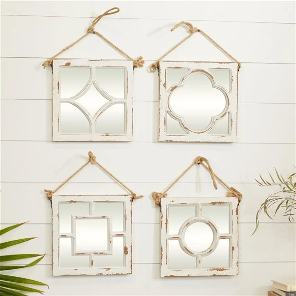 Grayson Lane 12-in x 12-in White Square Framed Wall Mirror - Set of 4 2 Grayson Lane 12-in x 12-in White Square Framed Wall Mirror - Set of 4 - Image 2