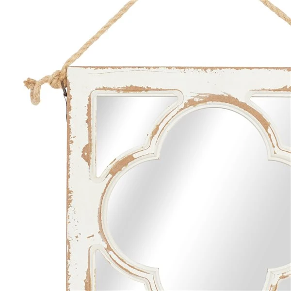 Grayson Lane 12-in x 12-in White Square Framed Wall Mirror - Set of 4 4 Grayson Lane 12-in x 12-in White Square Framed Wall Mirror - Set of 4 - Image 4