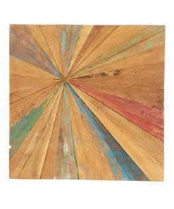 Grayson Lane 28-in x 28-in Brown Teak Wooden Rustic Abstract Wall Decor