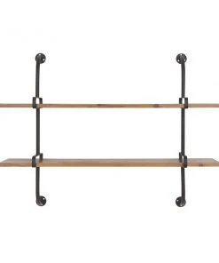 Grayson Lane 29-in x 37-in x 10-in Brown Wood Industrial Wall Shelf