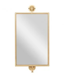 Grayson Lane 14-in x 28-in Rectangle Gold Contemporary Framed Wall Mirror