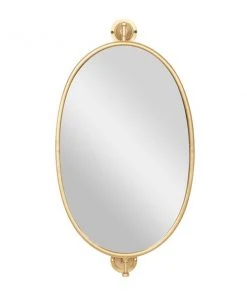 Grayson Lane 15-in x 29-in Oval Gold Contemporary Framed Wall Mirror