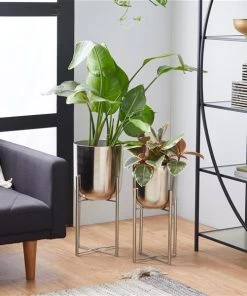 Grayson Lane 11-in x 22-in Silver Metal Planters - Set of 2 -GRAYSON LANE shop 330940770 AlternateImage2 l