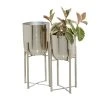 Grayson Lane 11-in x 22-in Silver Metal Planters - Set of 2