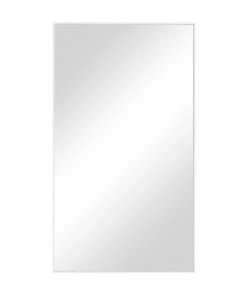 Grayson Lane 32-in x 18-in Rectangle White Contemporary Framed Wall Mirror