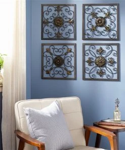 Grayson Lane 16-in x 16-in Brown Metal Rustic Wall Decor - Set of 4 -GRAYSON LANE shop 330940773 AlternateImage2 l