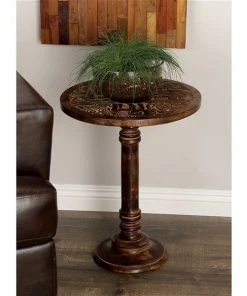 Grayson Lane 21-in x 17-in Brown Wood Round Accent Table -GRAYSON LANE shop 330940782 AlternateImage2 l