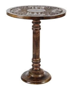 Grayson Lane 21-in x 17-in Brown Wood Round Accent Table