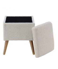 Grayson Lane Modern White Fur and Wood Square Integrated Storage Ottoman -GRAYSON LANE shop 330940784 AlternateImage5 l