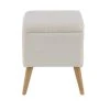 Grayson Lane Modern White Fur and Wood Square Integrated Storage Ottoman