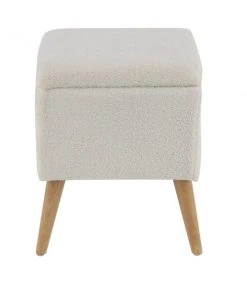 Grayson Lane Modern White Fur and Wood Square Integrated Storage Ottoman