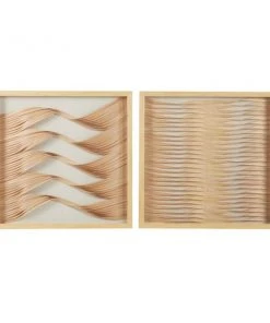 Grayson Lane 20-in x 20-in Brown Wood Framed Coastal Style Abstract Wall Art - Set of 2