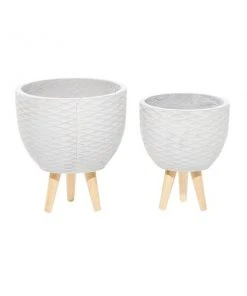 Grayson Lane 10.25-in x 12.75-in Grey Ceramic Planters - Set of 2 -GRAYSON LANE shop 330940793 AlternateImage5 l