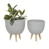 Grayson Lane 10.25-in x 12.75-in Grey Ceramic Planters - Set of 2