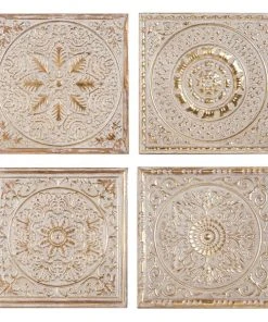 Grayson Lane 17-in x 17-in Gold Metal Eclectic Wall Decor - Set of 4