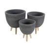 Grayson Lane 15-in x 16-in Contemporary Grey Clay Planters - Set of 3