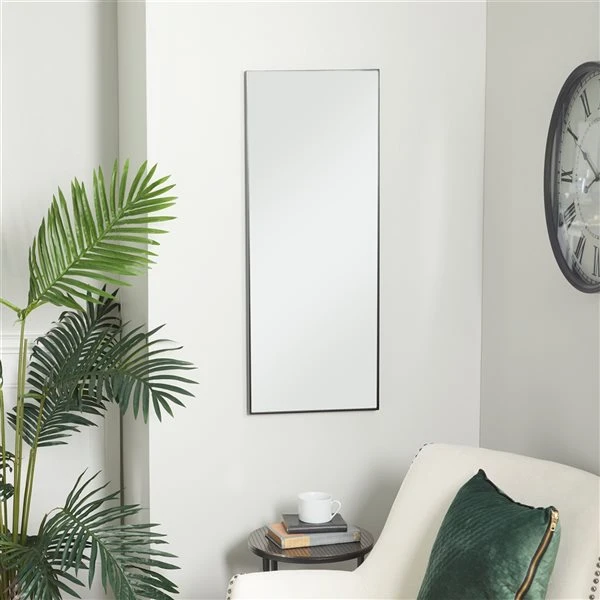 Grayson Lane 36-in x 14-in Rectangle Black Contemporary Framed Wall Mirror 2 Grayson Lane 36-in x 14-in Rectangle Black Contemporary Framed Wall Mirror - Image 2