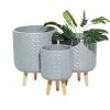 Grayson Lane 14.15-in x 17.75-in Grey Ceramic Planters - Set of 3